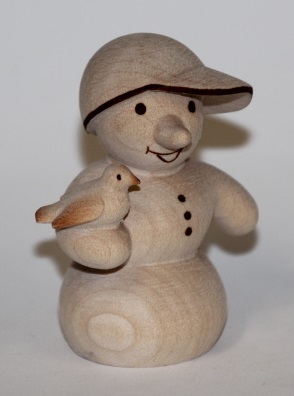 Schneemann mit Vogel