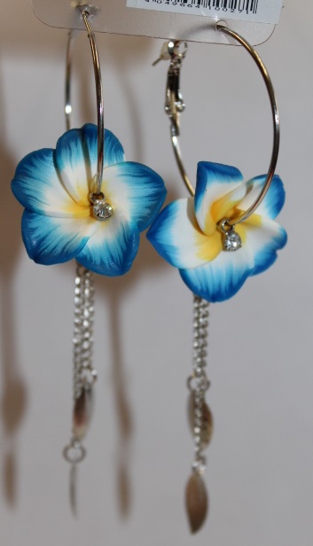 ohrring-paar-blau Blüten Kreolen blau
