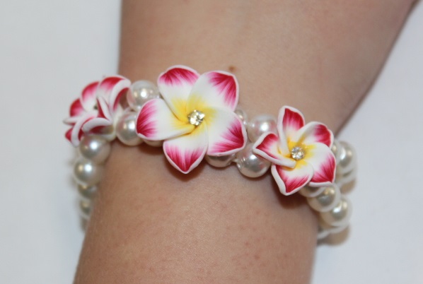 Blüten Armband rot