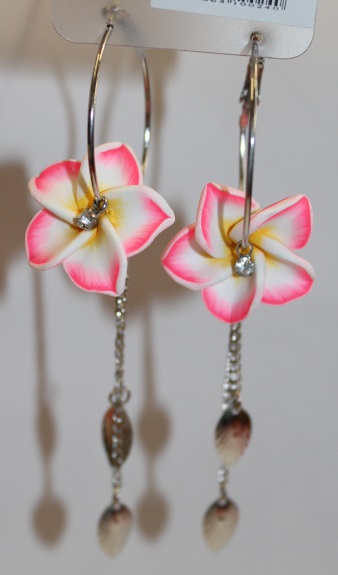 ohrringpaar-pink Blüten Kreolen pink
