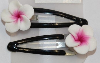 Blüten Haarspange weiß - pink